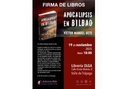 FIRMA DE EJEMPLARES DEL LIBRO "APOCALIPSIS EN BILBAO" EN LA LIBRERÍA OLGA DE TRAPAGARAN (BIZKAIA)
