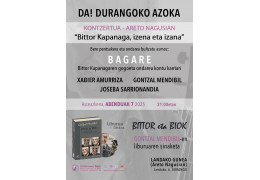 FIRMA DE EJEMPLARES DEL LIBRO "BITTOR ETA BIOK" EN DURANGOKO AZOKA DE DURANGO (BIZKAIA)