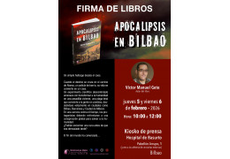 FIRMA DE EJEMPLARES DEL LIBRO "APOCALIPSIS EN BILBAO" EN EL KIOSCO DE PRENSA DEL HOSPITAL DE BASURTO DE BILBAO