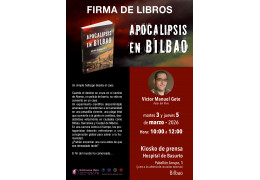 FIRMA DE EJEMPLARES DEL LIBRO "APOCALIPSIS EN BILBAO" EN EL KIOSCO DE PRENSA DEL HOSPITAL DE BASURTO DE BILBAO